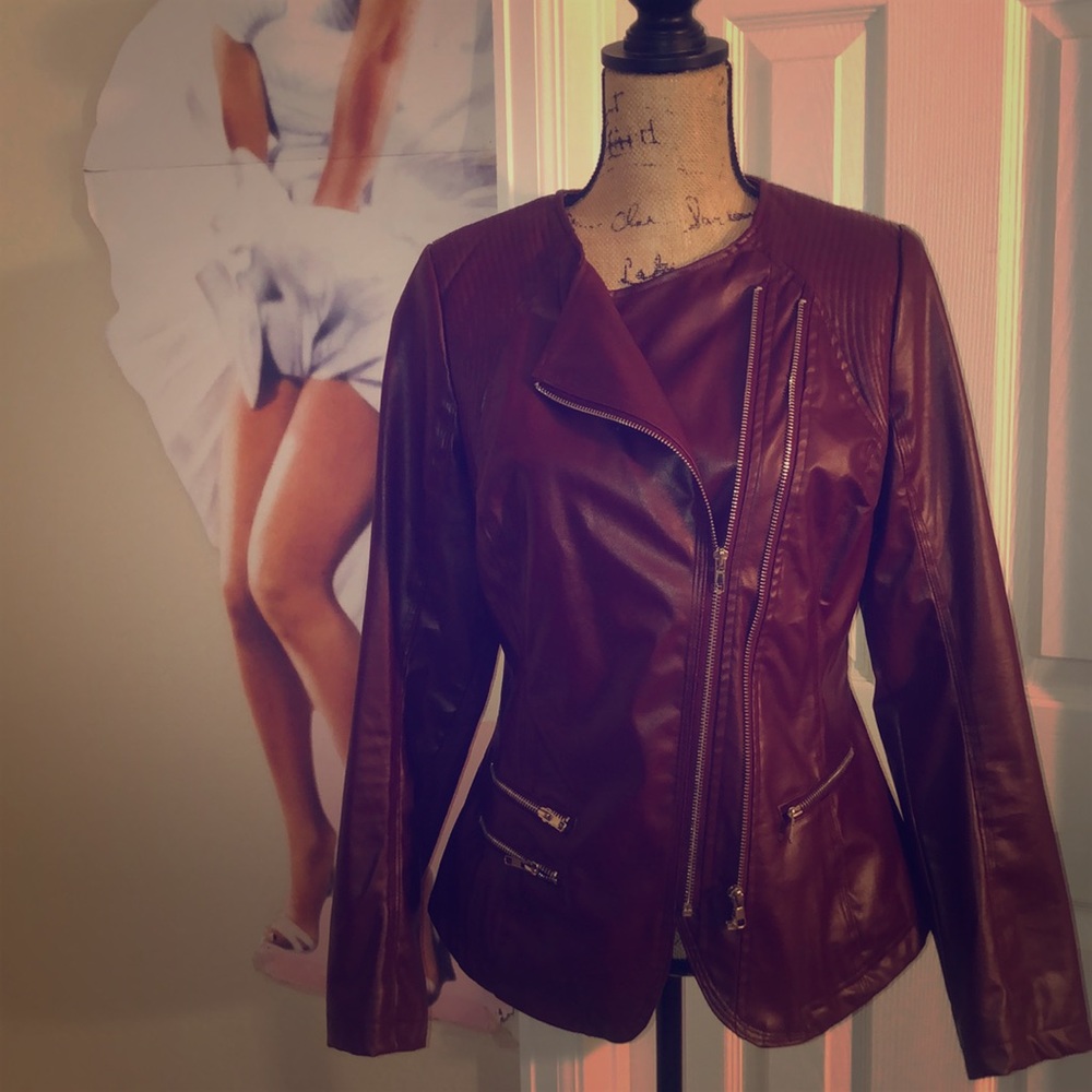 Burgundy zipper jacket